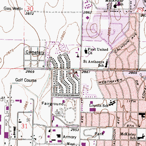 Topographic Map of Western Shopping Center, KS