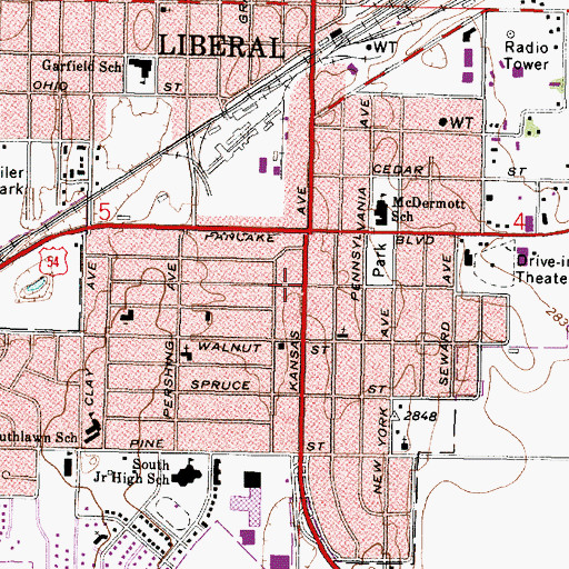 Topographic Map of South Ideal Shopping Center, KS