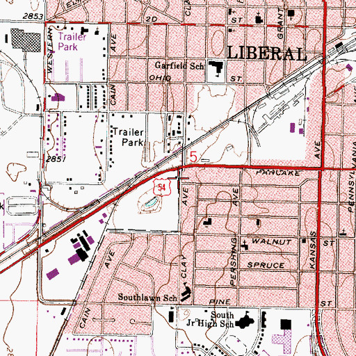 Topographic Map of Randall Park Mall, KS