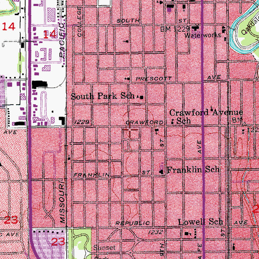 Topographic Map of Sunset Plaza, KS