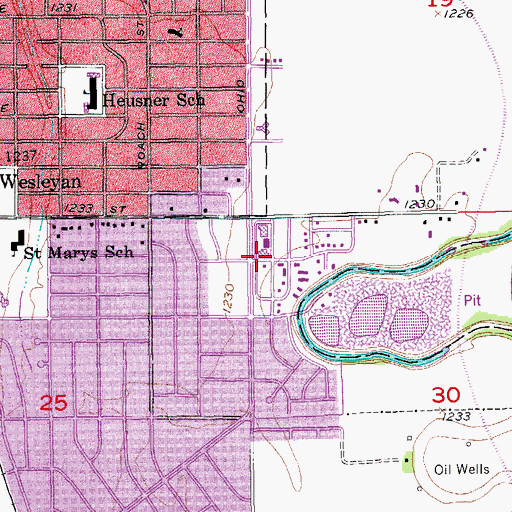 Topographic Map of Southgate Shopping Center, KS