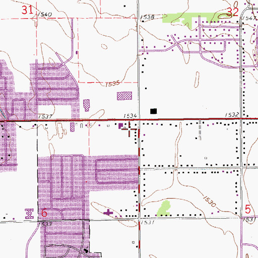 Topographic Map of Thirtieth and Lorraine Shopping Center, KS