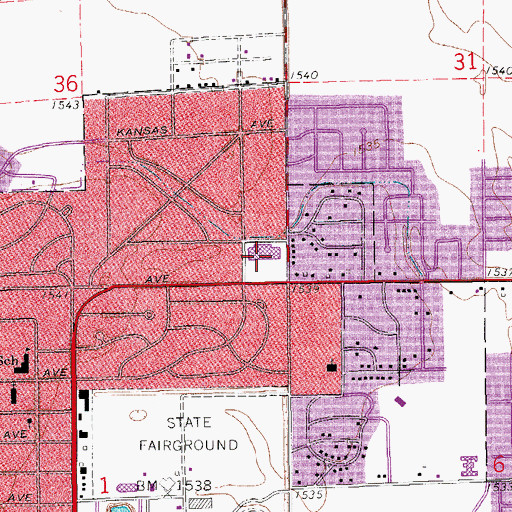 Topographic Map of Northgate Shopping Center, KS