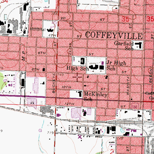 Topographic Map of Eight Street Shopping Center, KS