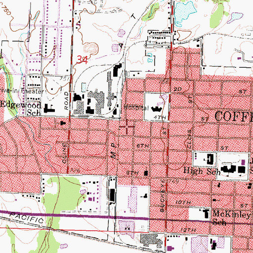 Topographic Map of Fourth Street Shopping Center, KS