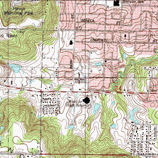 Topographic Map of Westside Village, KS