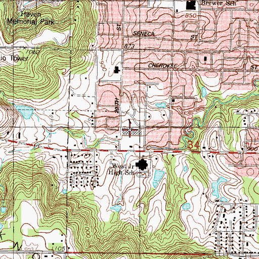 Topographic Map of Westside Village, KS