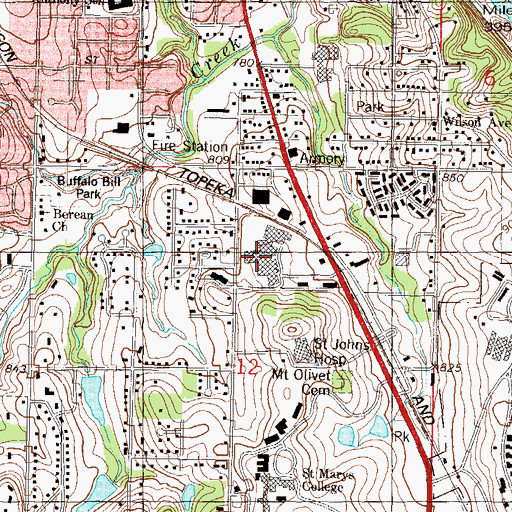 Topographic Map of Leavenworth Plaza, KS