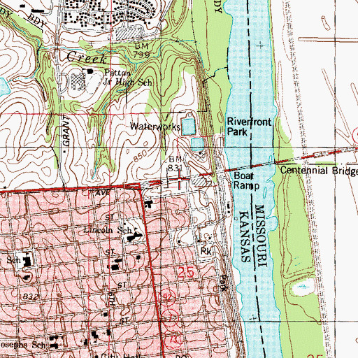 Topographic Map of The Leavenworth Landing, KS