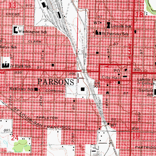 Topographic Map of Belmont Square, KS