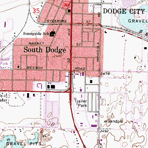 Topographic Map of The Village Square, KS