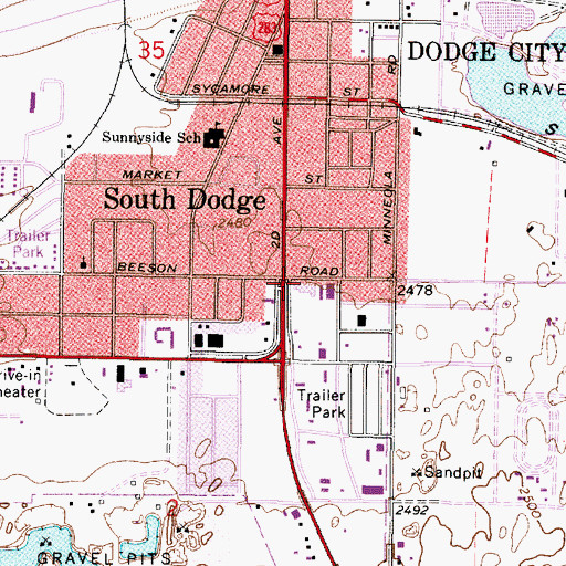 Topographic Map of Southgate Shopping Center, KS
