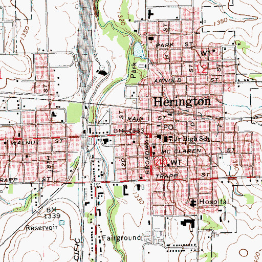 Topographic Map of The Mall, KS