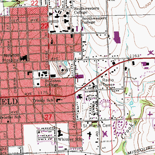 Topographic Map of Winfield Plaza, KS
