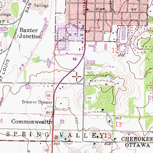 Topographic Map of Baxter Center, KS