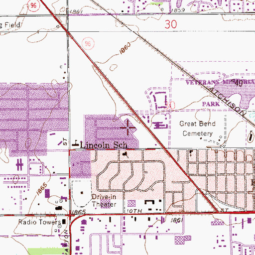 Topographic Map of Westgate Shopping Center, KS