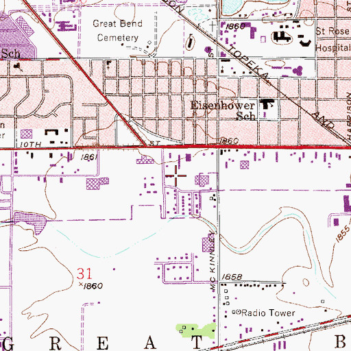Topographic Map of Village Mall, KS