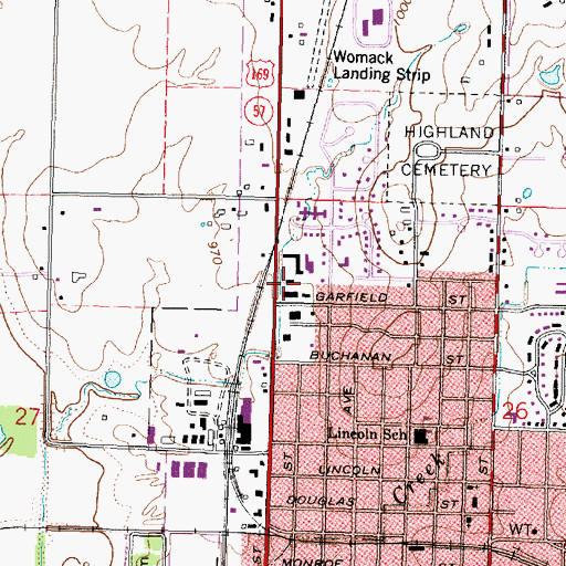 Topographic Map of North Shopping Center, KS