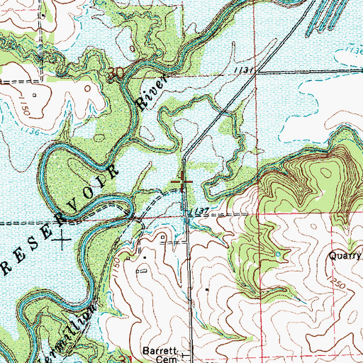 Topographic Map of Barrett (historical), KS