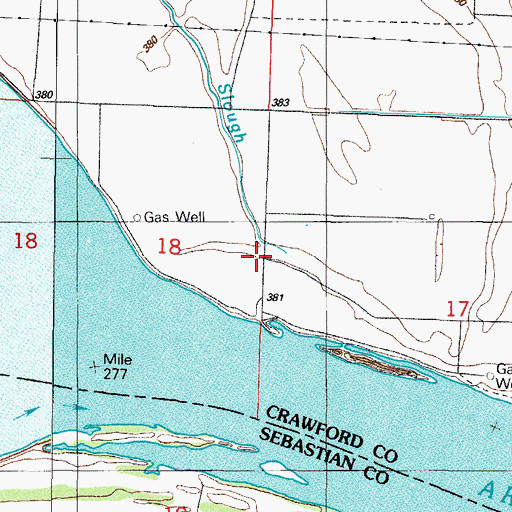 Topographic Map of Crooked Slough, AR