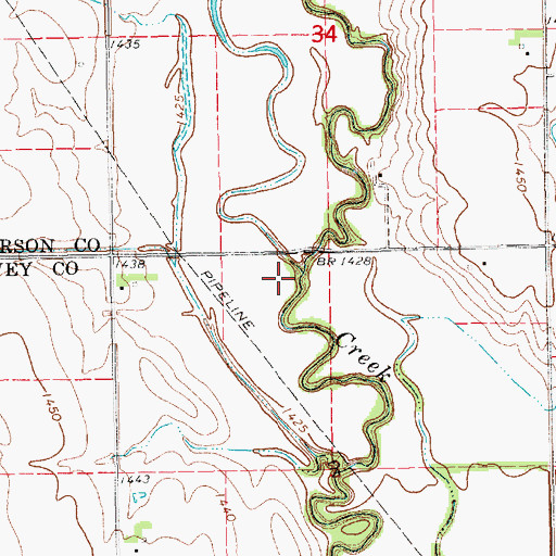 Topographic Map of Big Slough, KS