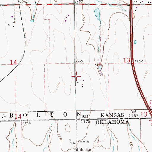 Topographic Map of Cale (historical), KS
