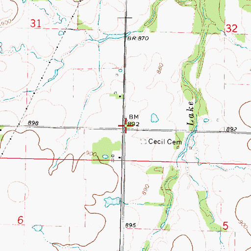 Topographic Map of Cecil (historical), KS