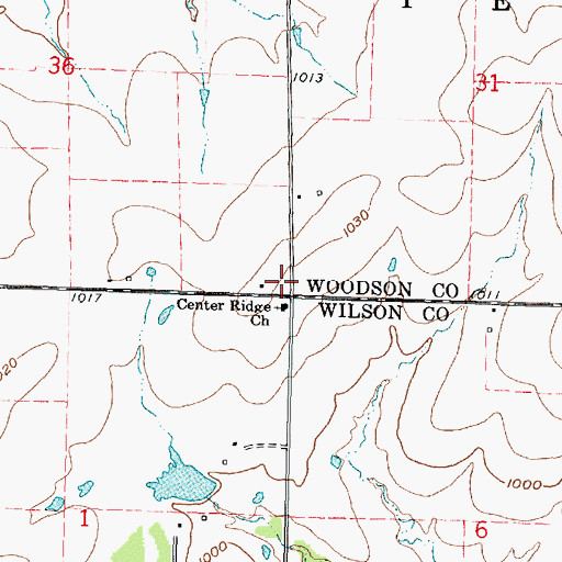 Topographic Map of Ridge, KS