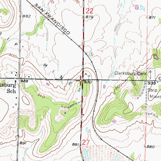 Topographic Map of Clarksburg (historical), KS