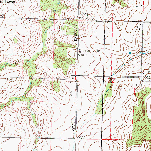 Topographic Map of Clayton Ville (historical), KS