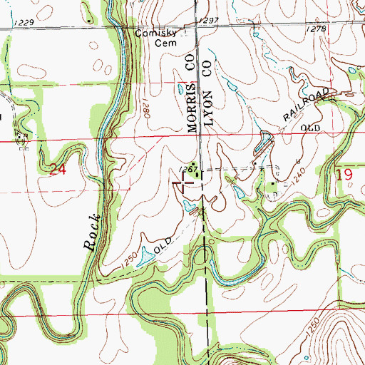 Topographic Map of Comiskey (historical), KS
