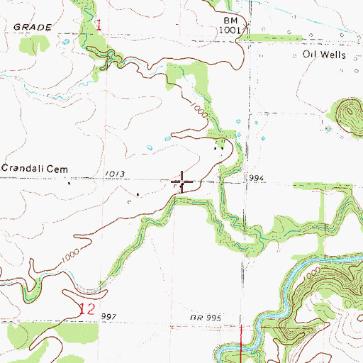 Topographic Map of Crandall (historical), KS