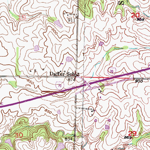 Topographic Map of Dafer (historical), KS