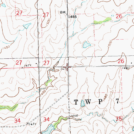 Topographic Map of Evansville (historical), KS