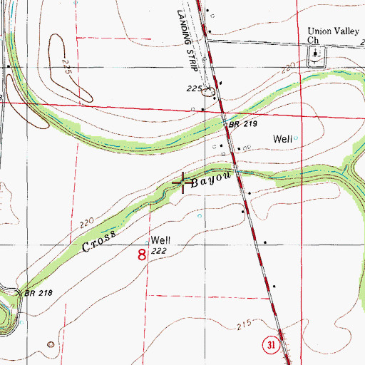 Topographic Map of Cross Bayou, AR