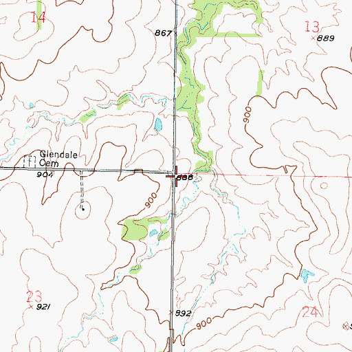 Topographic Map of Glendale (historical), KS