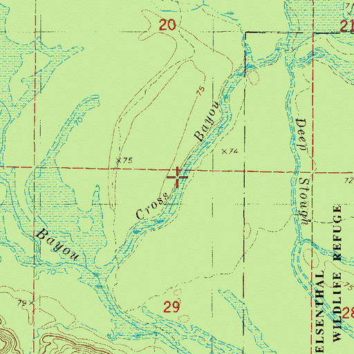 Topographic Map of Cross Bayou, AR