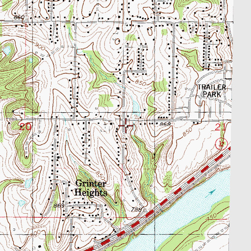 Topographic Map of Grinter (historical), KS