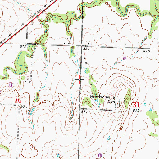 Topographic Map of Harrisonville (historical), KS