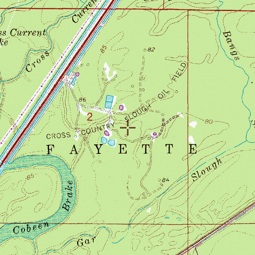 Topographic Map of Cross Country Slough Oil Field, AR