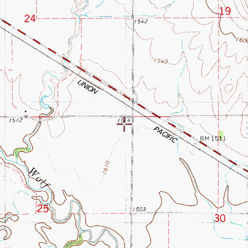 Topographic Map of Knight (historical), KS