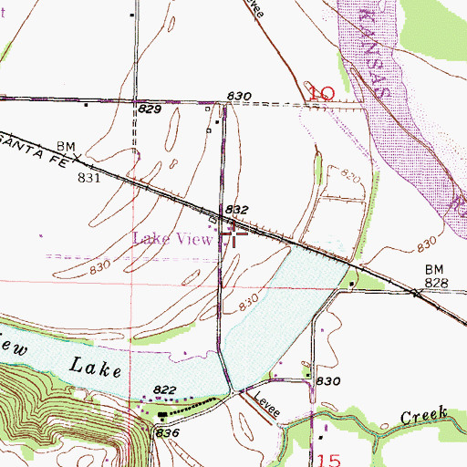Topographic Map of Lake View, KS