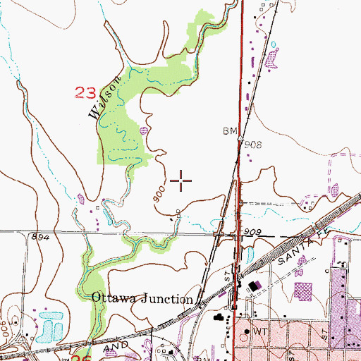 Topographic Map of Lawrence Junction, KS