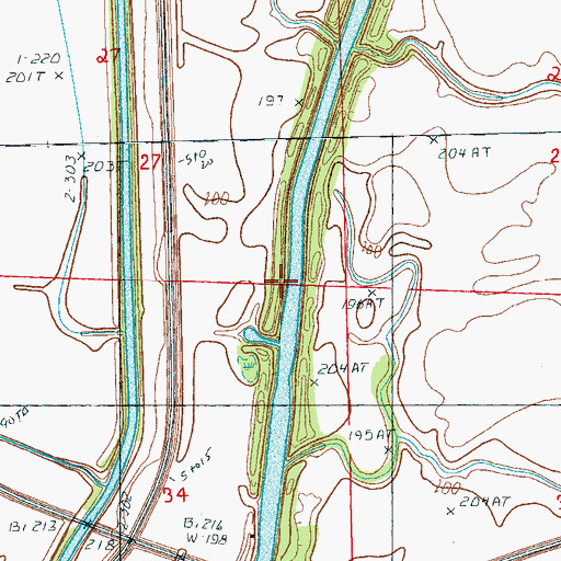 Topographic Map of Cross County Ditch, AR
