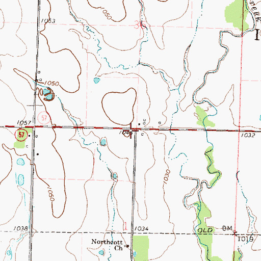 Topographic Map of Northcott (historical), KS