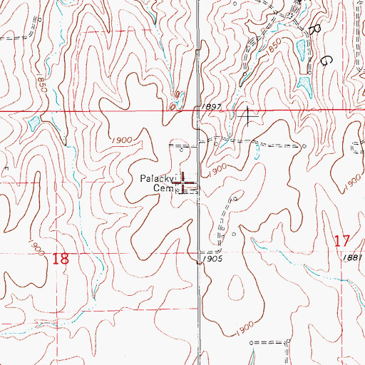 Topographic Map of Palacky (historical), KS