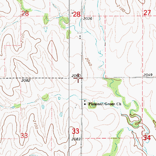 Topographic Map of Pleasant Green (historical), KS