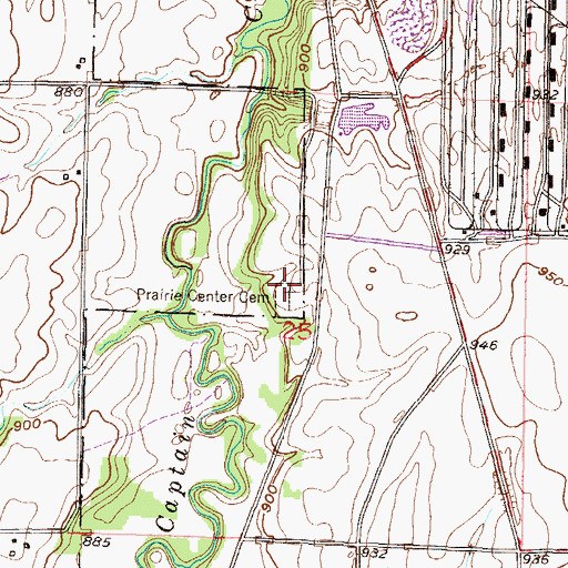 Topographic Map of Prairie Center (historical), KS