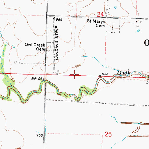 Topographic Map of Ridgeway (historical), KS