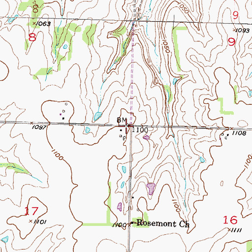 Topographic Map of Rosemont (historical), KS